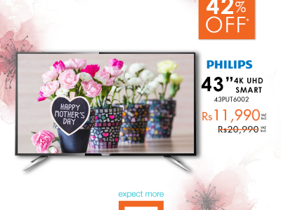 361 – Philips 43″ TV 4K  42% OFF at Rs 11, 990
